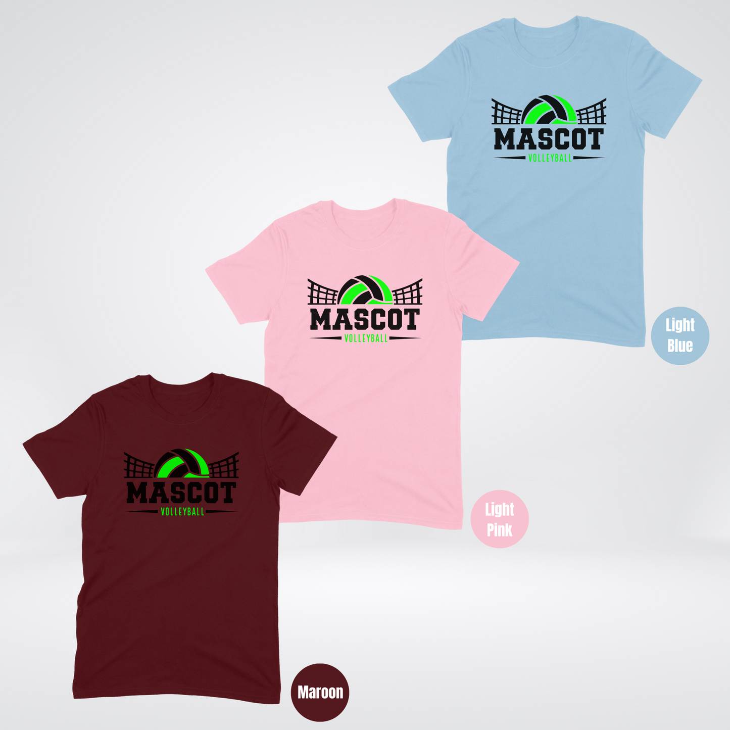 Custom Mascot - Green - Volleyball Design 6 T-Shirt