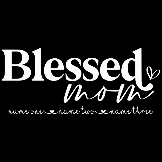 Custom Names Blessed Mom - White Design - T-Shirt