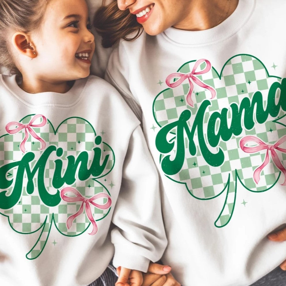 Mama x Mini Coquette Pink Bows Checkered Retro Four Leaf Clover Collection