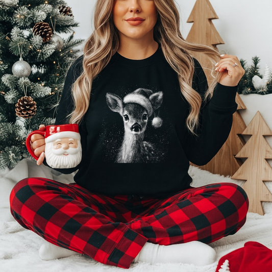 Vintage Christmas Deer - Crewneck Sweatshirt