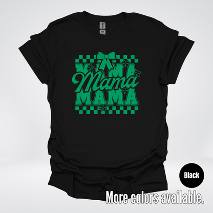 Distressed Saint Patrick’s Day Green Coquette Bow Mama T-Shirt