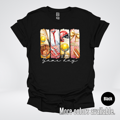 Game Day Coquette Brushstroke Softball T-Shirt