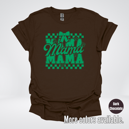 Distressed Saint Patrick’s Day Green Coquette Bow Mama T-Shirt