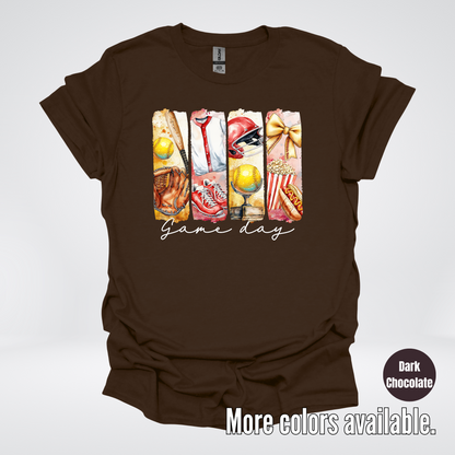 Game Day Coquette Brushstroke Softball T-Shirt