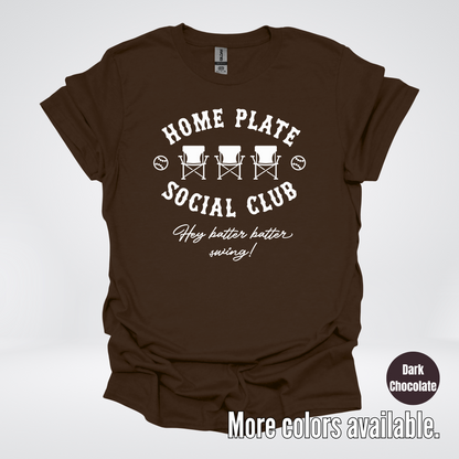 Home Plate Social Club – White Design - Baseball Softball T-Shirt