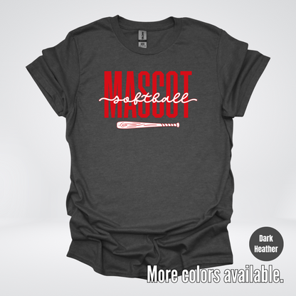Custom Mascot – Red - Softball Design 28 T-Shirt