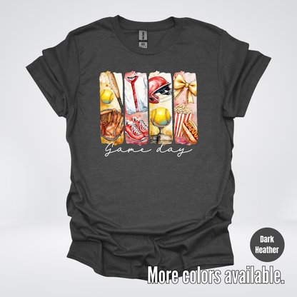 Game Day Coquette Brushstroke Softball T-Shirt