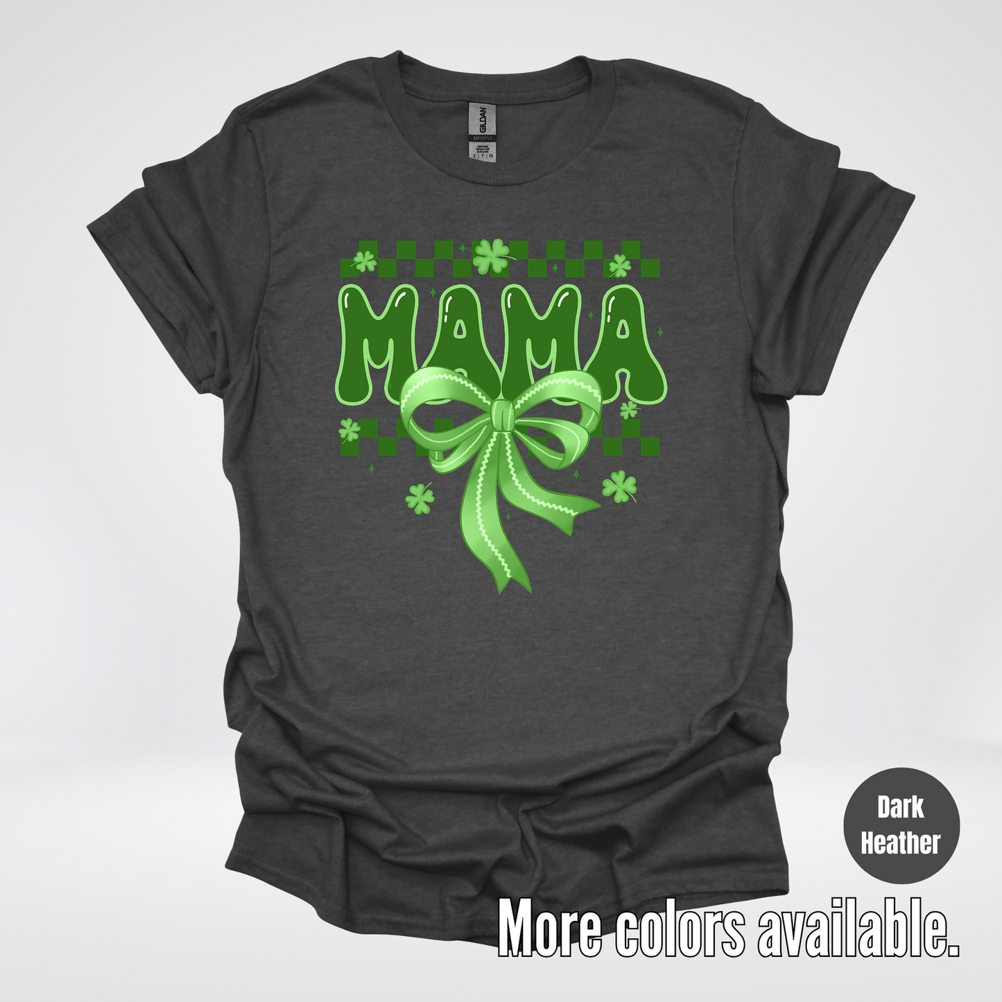 Mama Coquette Green Bow Checkered Retro Four Leaf Clovers T-Shirt