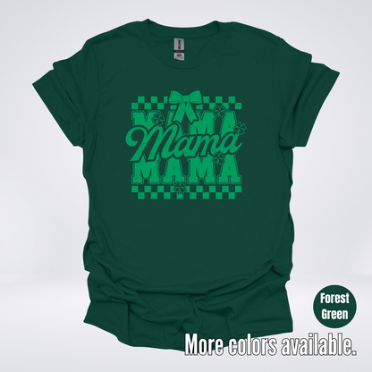 Distressed Saint Patrick’s Day Green Coquette Bow Mama T-Shirt