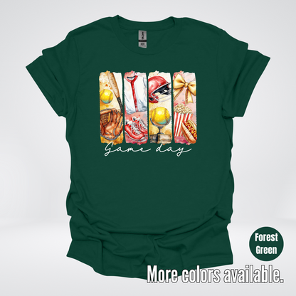 Game Day Coquette Brushstroke Softball T-Shirt