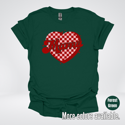 Mama Checkered Heart T-Shirt