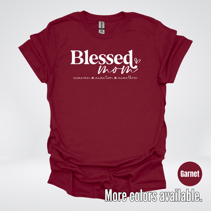 Custom Names Blessed Mom - White Design - T-Shirt
