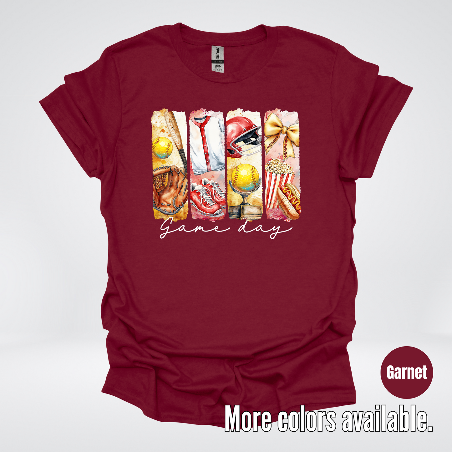 Game Day Coquette Brushstroke Softball T-Shirt