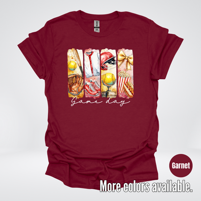 Game Day Coquette Brushstroke Softball T-Shirt