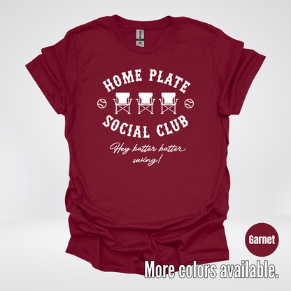 Home Plate Social Club – White Design - Baseball Softball T-Shirt