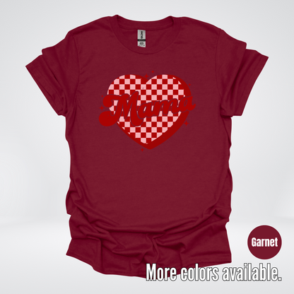 Mama Checkered Heart T-Shirt