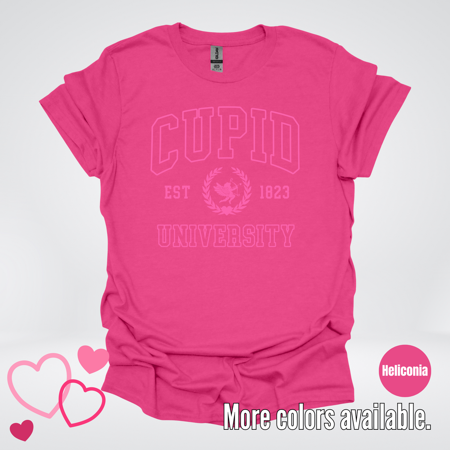 Cupid University Est 1823 Bright Pink Design T-Shirt