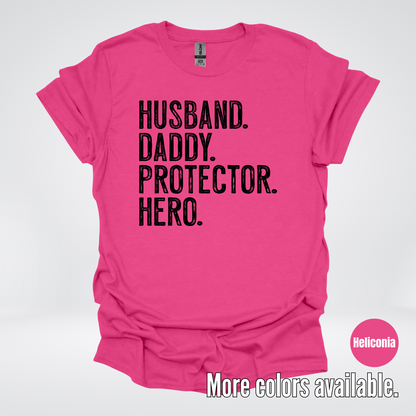 Husband Daddy Protector Hero - Black Design – Father’s Day T-Shirt