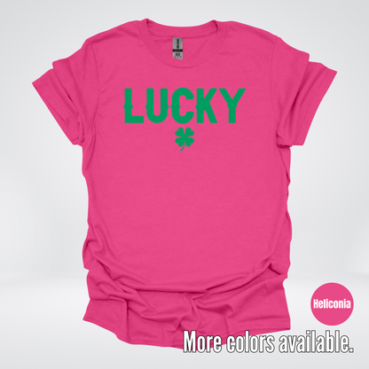 Lucky & Four Leaf Clover - Green Design - Saint Patrick's Day T-Shirt