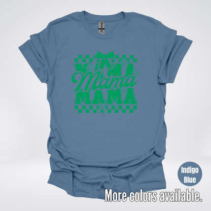 Distressed Saint Patrick’s Day Green Coquette Bow Mama T-Shirt