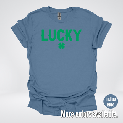 Lucky & Four Leaf Clover - Green Design - Saint Patrick's Day T-Shirt