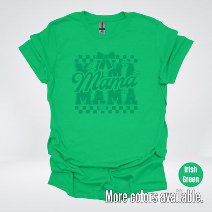 Distressed Saint Patrick’s Day Green Coquette Bow Mama T-Shirt