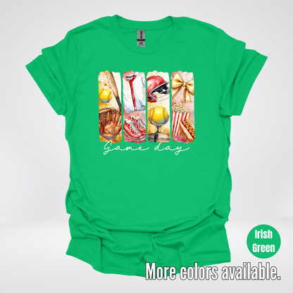 Game Day Coquette Brushstroke Softball T-Shirt