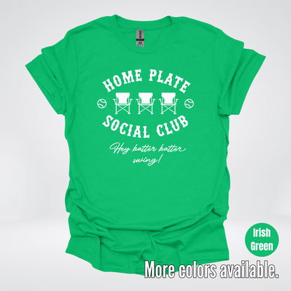 Home Plate Social Club – White Design - Baseball Softball T-Shirt
