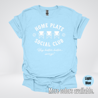 Home Plate Social Club – White Design - Baseball Softball T-Shirt