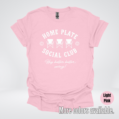 Home Plate Social Club – White Design - Baseball Softball T-Shirt