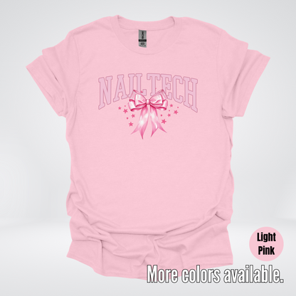 Nail Tech Varsity Pink Coquette T-Shirt