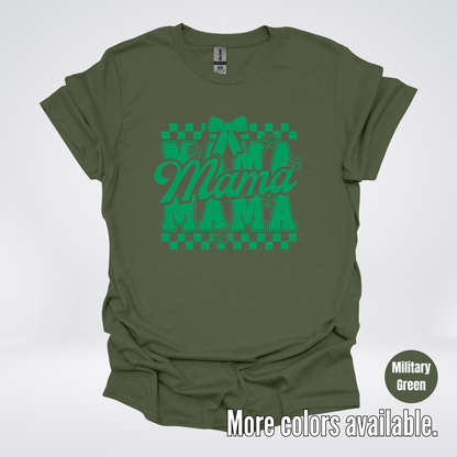 Distressed Saint Patrick’s Day Green Coquette Bow Mama T-Shirt