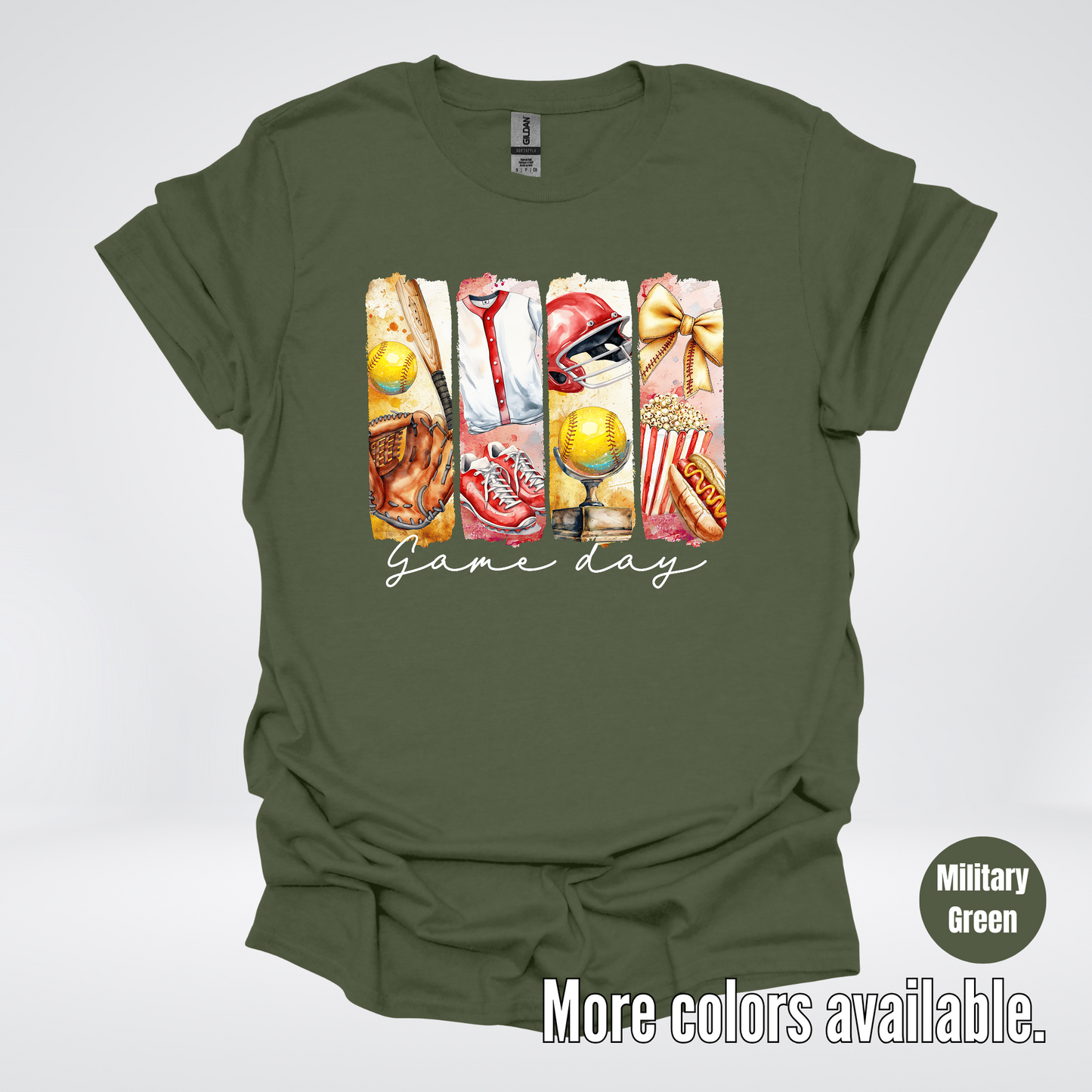 Game Day Coquette Brushstroke Softball T-Shirt