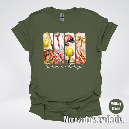 Game Day Coquette Brushstroke Softball T-Shirt