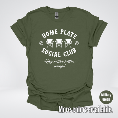 Home Plate Social Club – White Design - Baseball Softball T-Shirt