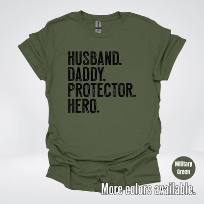 Husband Daddy Protector Hero - Black Design – Father’s Day T-Shirt