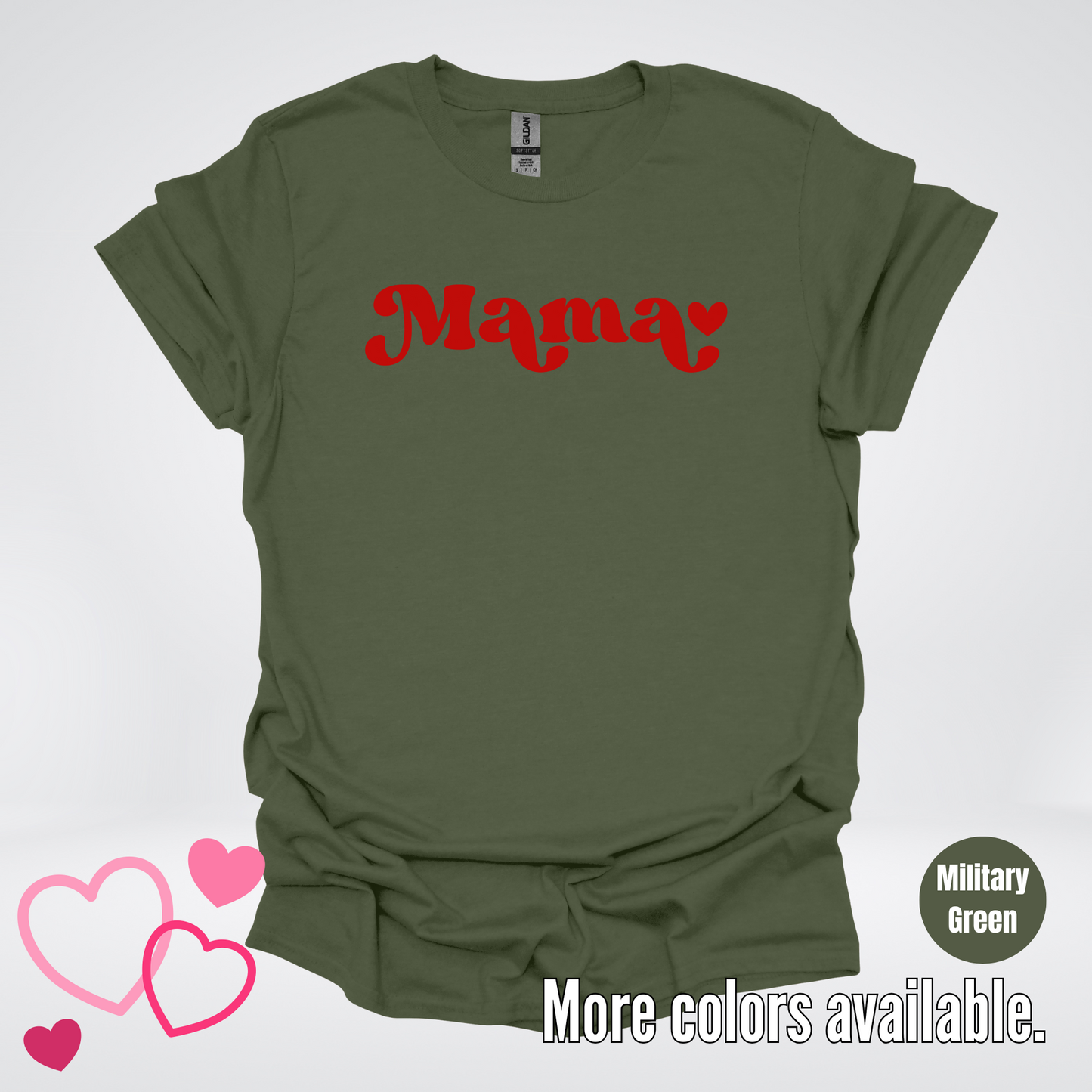 Mama Retro Valentine's Day Red Design T-Shirt