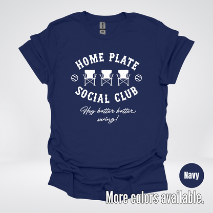 Home Plate Social Club – White Design - Baseball Softball T-Shirt