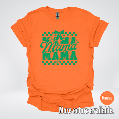 Distressed Saint Patrick’s Day Green Coquette Bow Mama T-Shirt