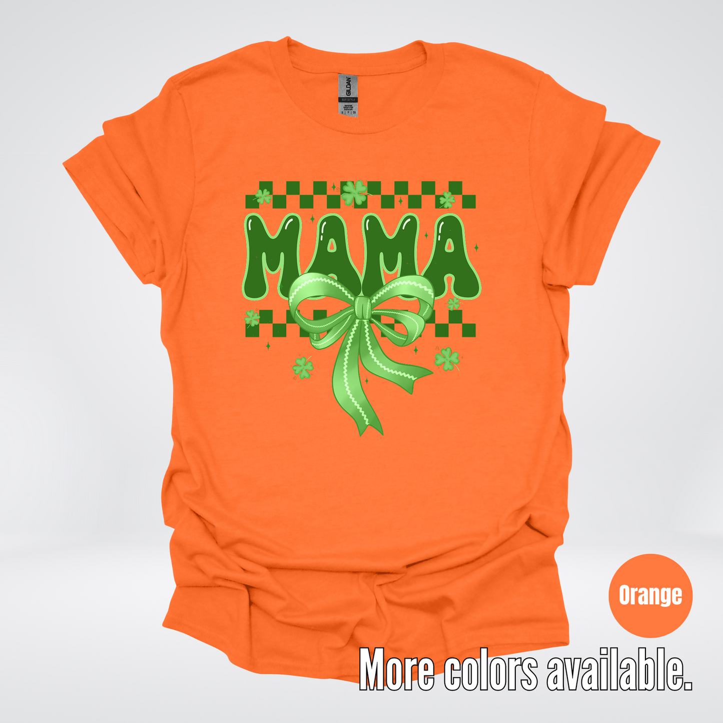 Mama Coquette Green Bow Checkered Retro Four Leaf Clovers T-Shirt