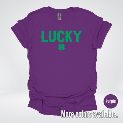Lucky & Four Leaf Clover - Green Design - Saint Patrick's Day T-Shirt