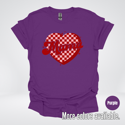 Mama Checkered Heart T-Shirt