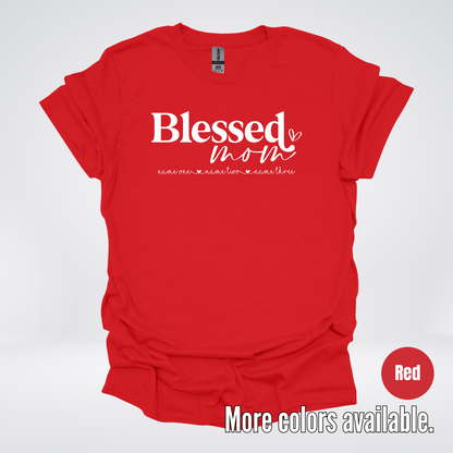 Custom Names Blessed Mom - White Design - T-Shirt