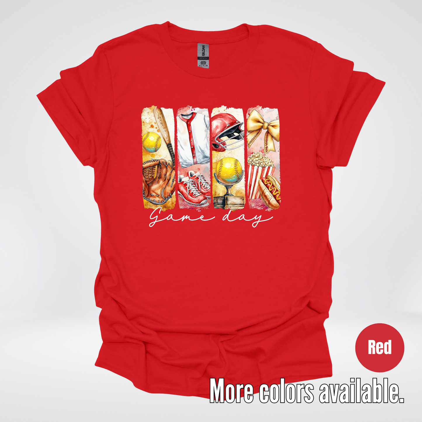 Game Day Coquette Brushstroke Softball T-Shirt