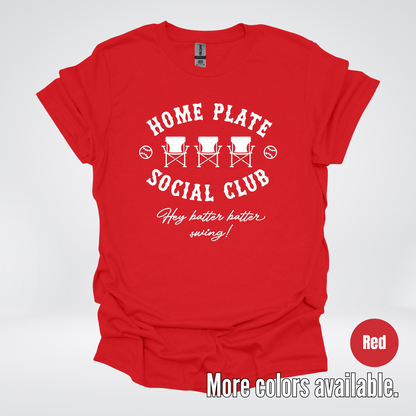 Home Plate Social Club – White Design - Baseball Softball T-Shirt
