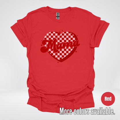 Mama Checkered Heart T-Shirt