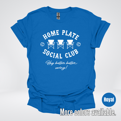 Home Plate Social Club – White Design - Baseball Softball T-Shirt
