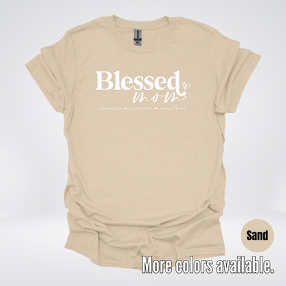 Custom Names Blessed Mom - White Design - T-Shirt