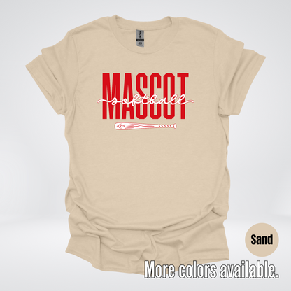 Custom Mascot – Red - Softball Design 28 T-Shirt