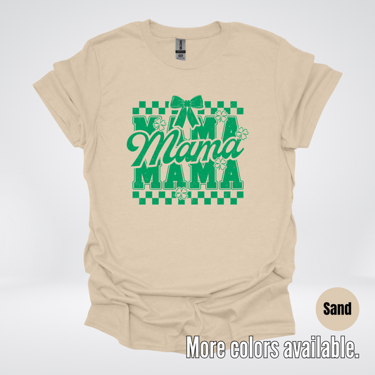 Distressed Saint Patrick’s Day Green Coquette Bow Mama T-Shirt